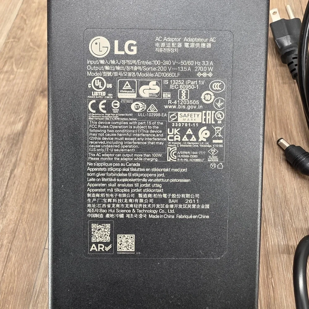 20V 13.5A AD10660LF For LG 32GX870A 32GX870A-B Monitor 270W AC Adapter Original